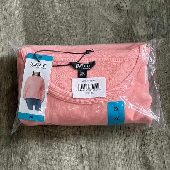 Ladies Buffalo 2X Crewneck Pullover Shirt Top Jersey Terry Cloth Long Sleeve NWT - Picture 9 of 9